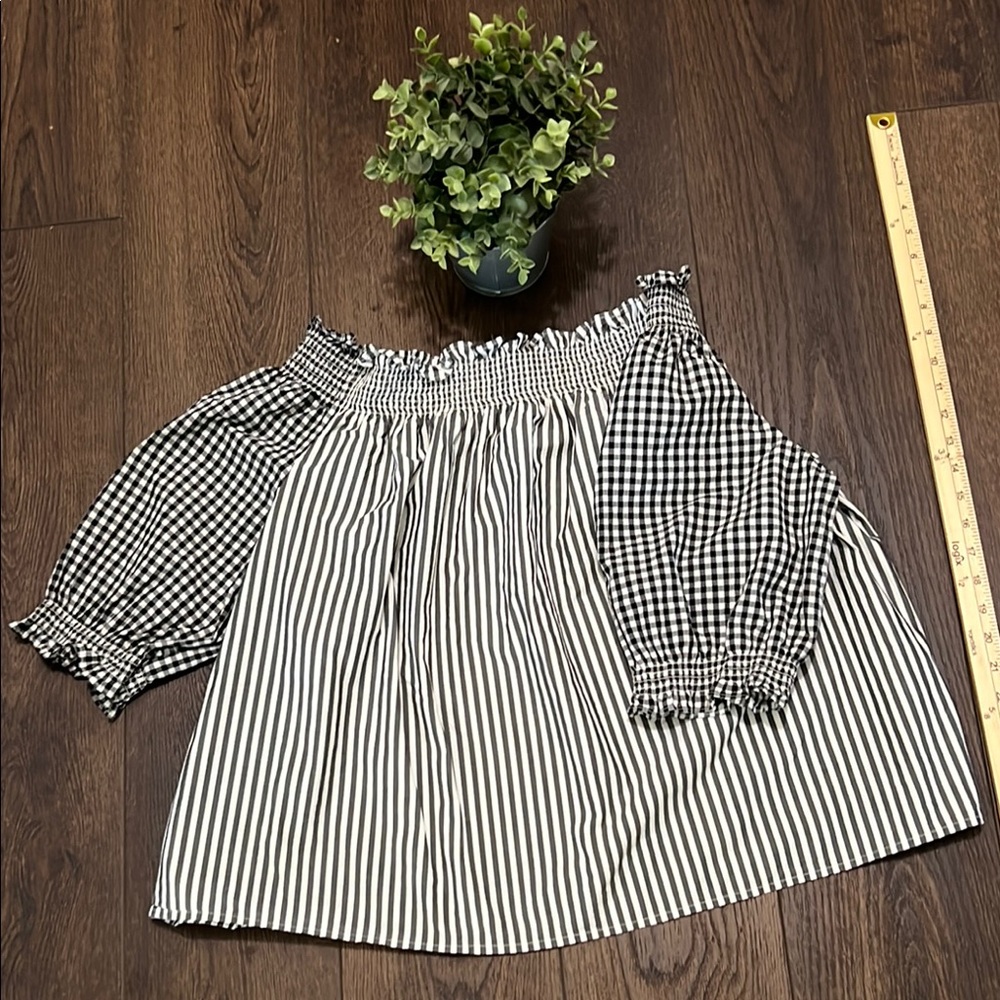 Black and White Off-Shoulder Top